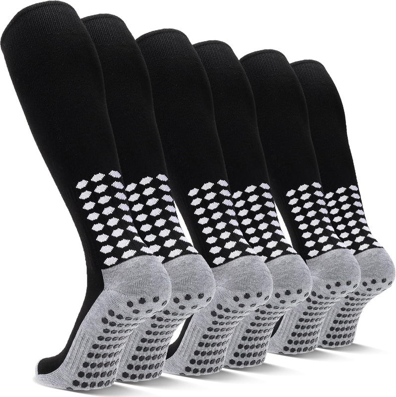 Regilt 3 Pairs Grip Soccer Socks Men Cushioned Non Slip Football Basketball Sports Socks Knee High Long Socks - Image 1
